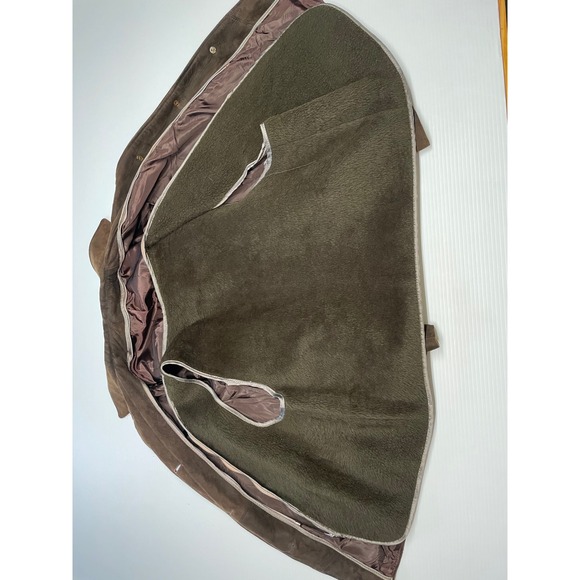 Womens Vintage Brown Suede Leather Jacket Zip Out Lining 70s M Button Up Blazer - Picture 10 of 14